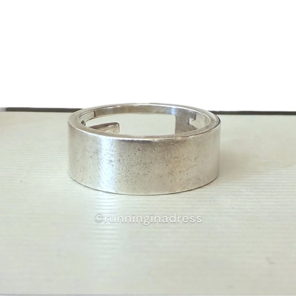Authentic Gucci G Logo Cut-Out Ring Sterling Silver 925 Vintage Band Size 21 9.5
